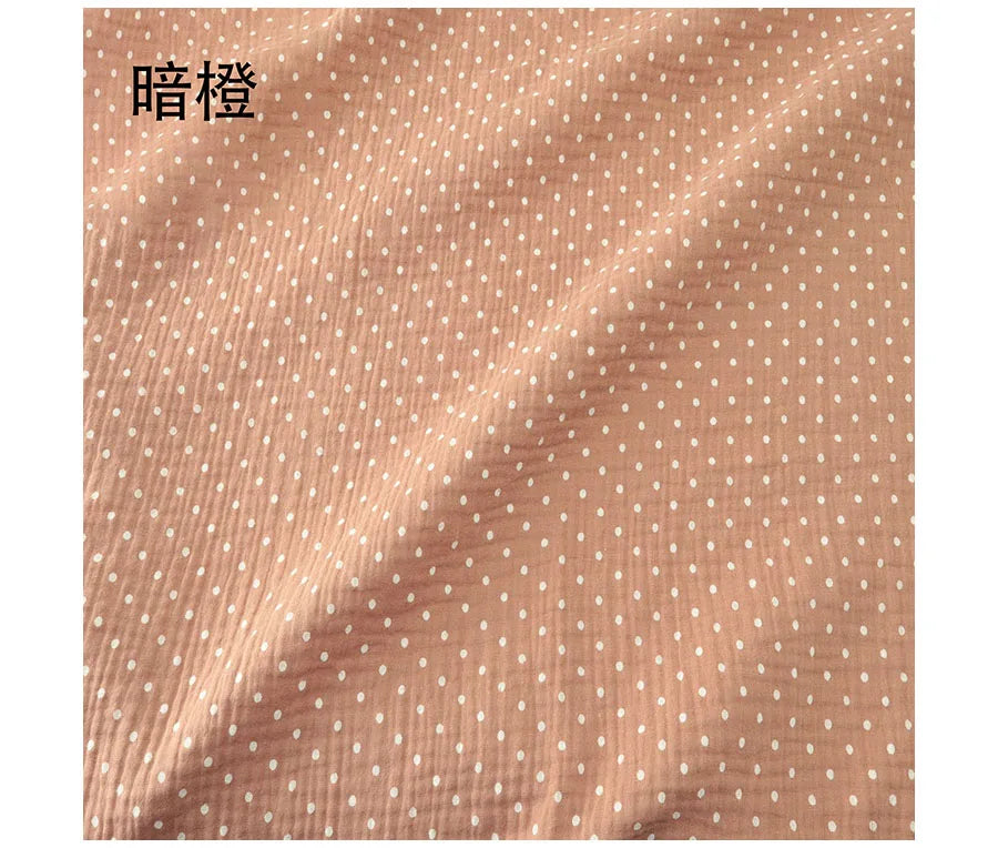 Soft dot Print Cotton Sewing Fabric Crepe Double Layer Gauze Cloth Cotton Skirt Pajama Cotton Fabric 100*135cm