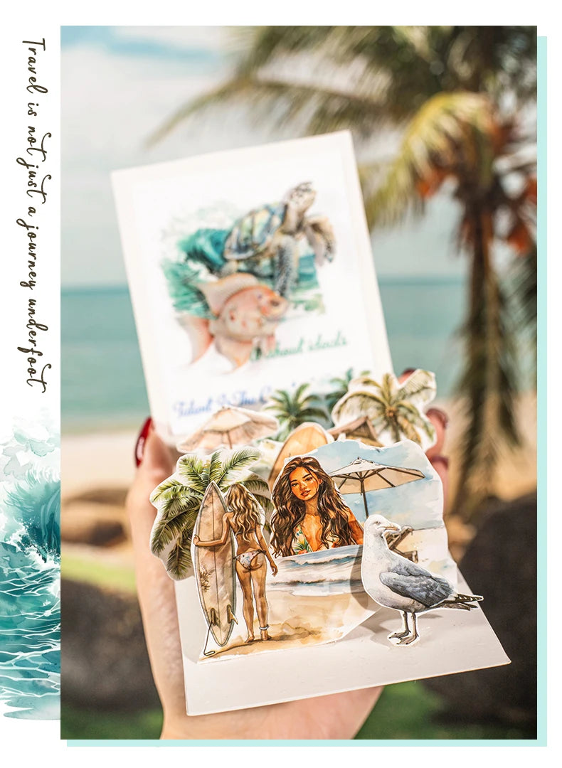 50pcs，Travel Scenery Themed Stickers Pack, Scrapbook Stickers，Perfect for Notebook Phone Case Diary Deco，Stationery  Supplies