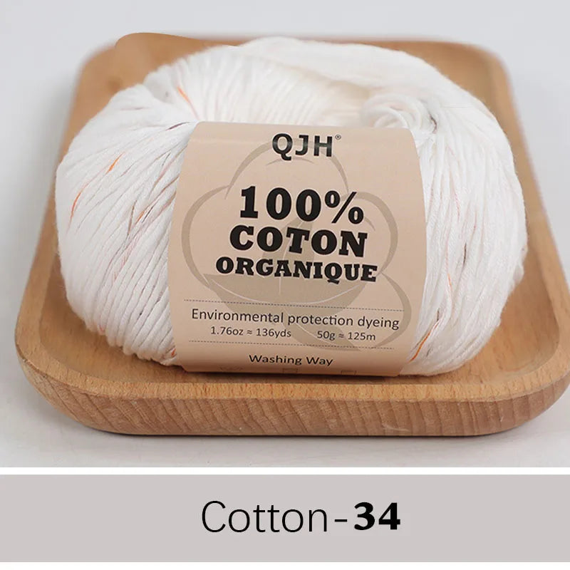 QJH 100% Cotton Yarn, Cotton Baby Sport Weight Yarn, Amigurumi Yarn, Summer Soft Yarn, Crochet/Knitting Yarn - 6 Pcs