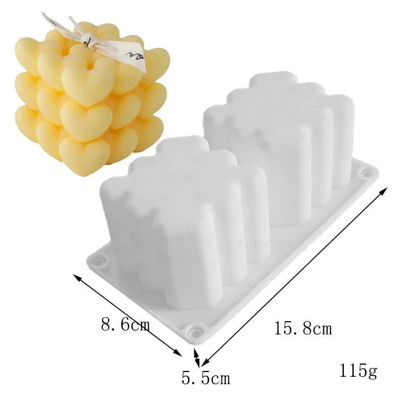Love Magic Ball Silicone Candle Mold DIY Heart Pyramid Honeycomb Candle Making Chocolate Soap Resin Mold Gifts Craft Home Decor