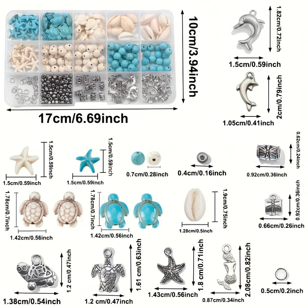 1 Set of Turquoise Beads and Other Decorative Bead Jewelry Making Kit Can Be Used for DIY Jewelry Crafts Production