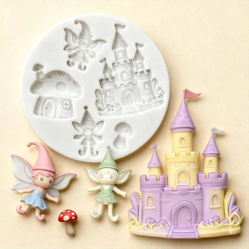 Mushroom Fairy Forest Castle Silicone Sugarcraft Mold Cupcake Baking Mould Fondant Cake Decorating Tools