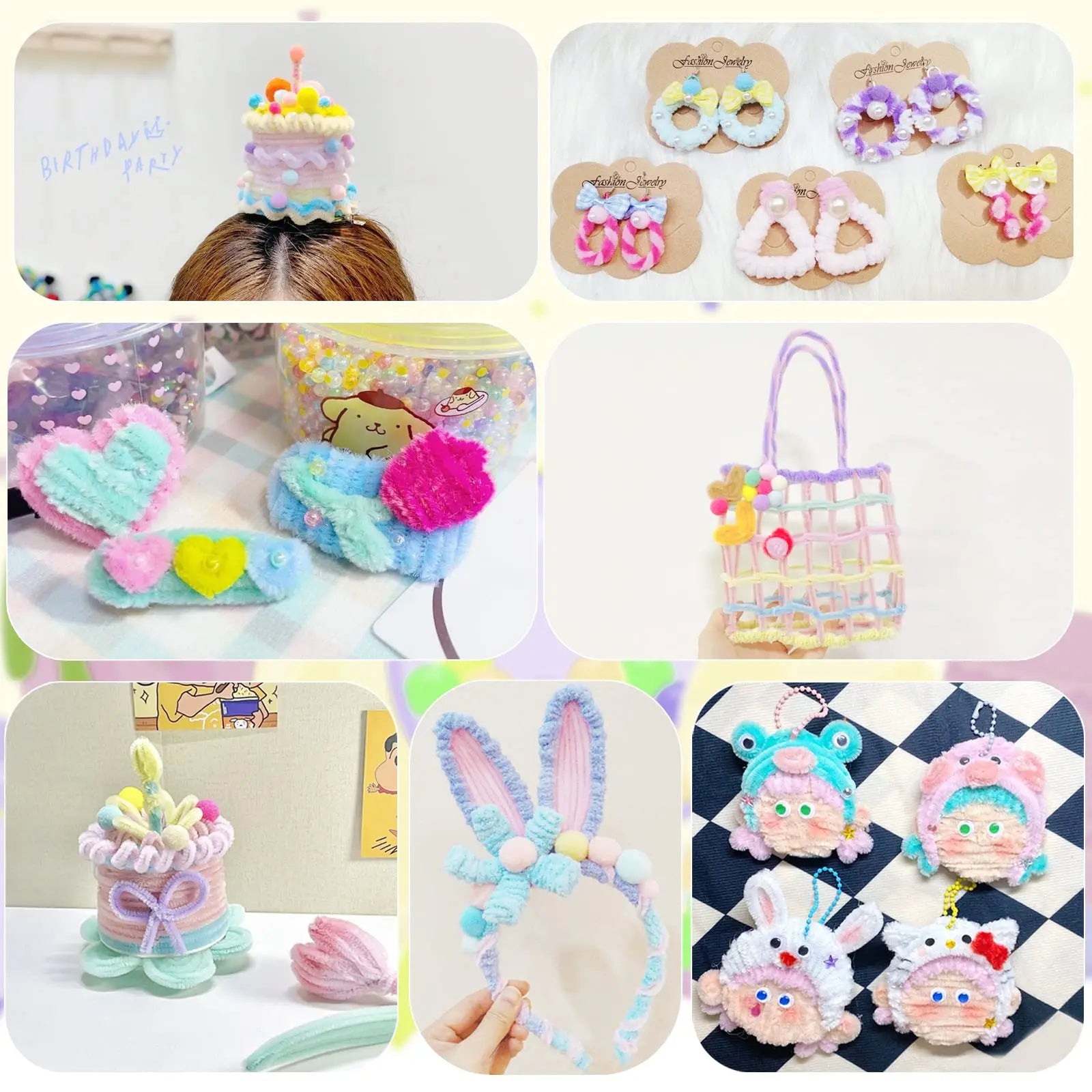 100 Pcs Colorful Chenille Stems Pipe Cleaners Plush Tinsel Stem Wired Sticks Twist Stick Hair Strip DIY Craft Educational Toys