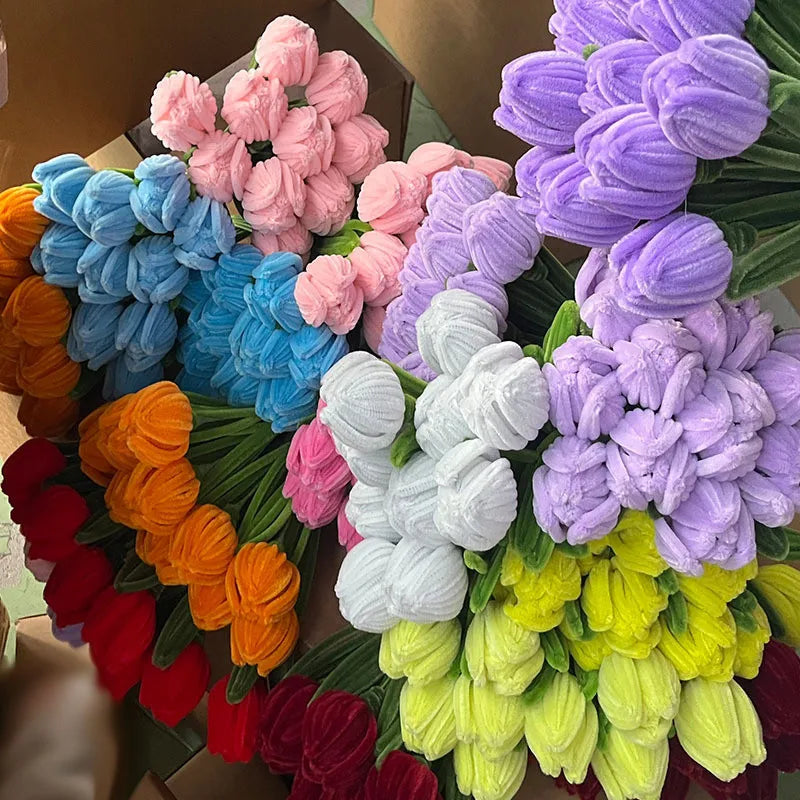 100Pcs Colorful Chenille Stems Pipe Cleaners Plush Tinsel Stem Wired Twist Sticks DIY Hair Flowers Kids Toys Handmade Craft Gift