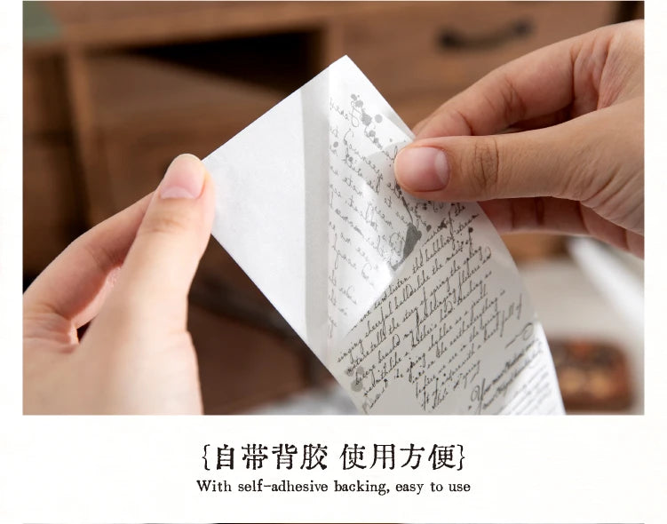 70mm * 200cm/roll retro style text manuscript theme Washi tape Collage Junk Journal Background Decoration sticker DIY scrapbook