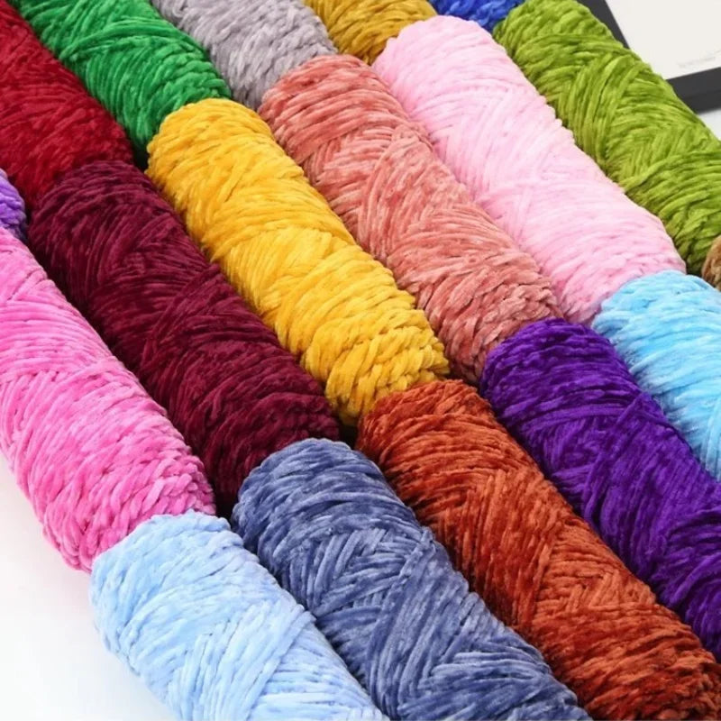 3 Pack Edelweiss DIY Material Pleuche Chenille Yarn Gold Luster Velvet Knitting Woven for Pendant / Sweater 300g 540m