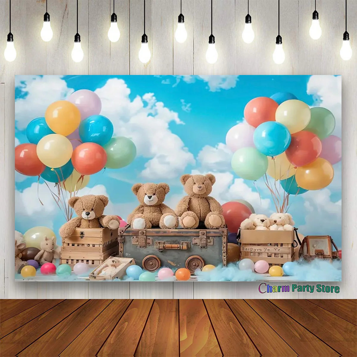 Teddy Bear Colorful Balloons 1st Birthday Backdrop Kids Gifts Baby Shower Oh Baby Background for Photography  Photo Props Studio