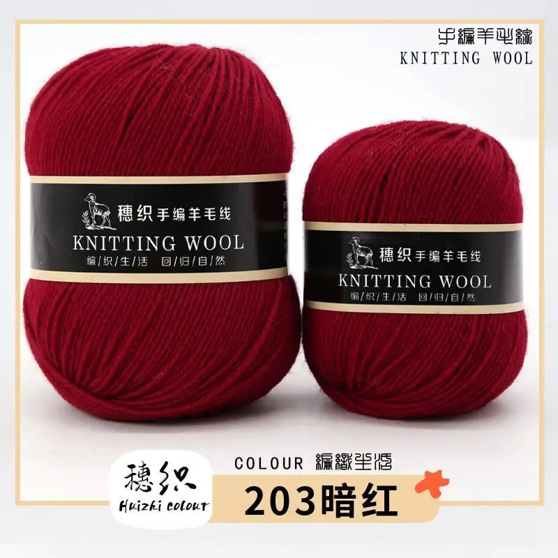 Hand Knitted Four-Ply Wool Yarn Medium Fine for Sweater Scarf Hat Pure Color Wool Yarn Spun Yarn from Hebei Mainly for Hand K...