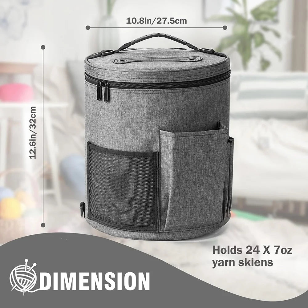 Large Capacity Crochet Bag Portable Yarn Organizer Knitting Tote Storage Bag with Shoulder Strap for Yarn, Hooks, Needles