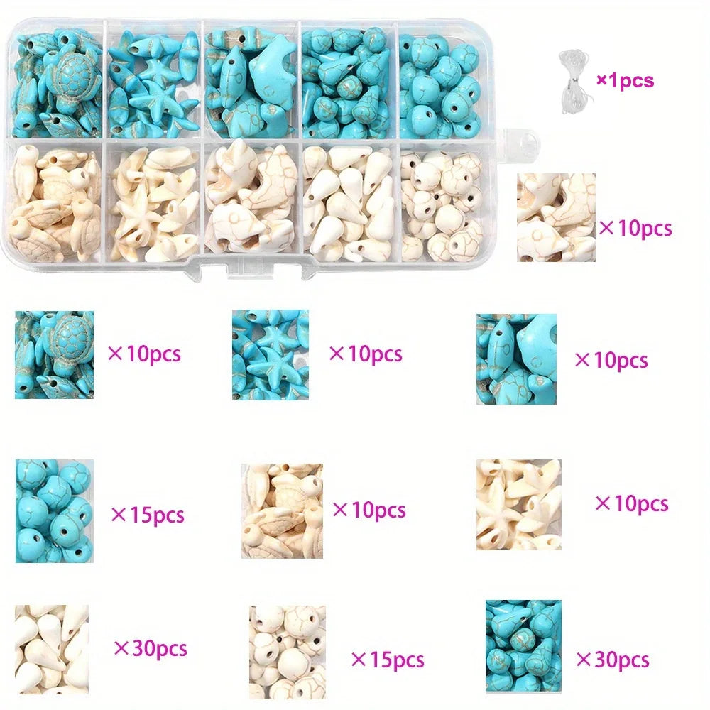 1 Set of Turquoise Beads and Other Decorative Bead Jewelry Making Kit Can Be Used for DIY Jewelry Crafts Production