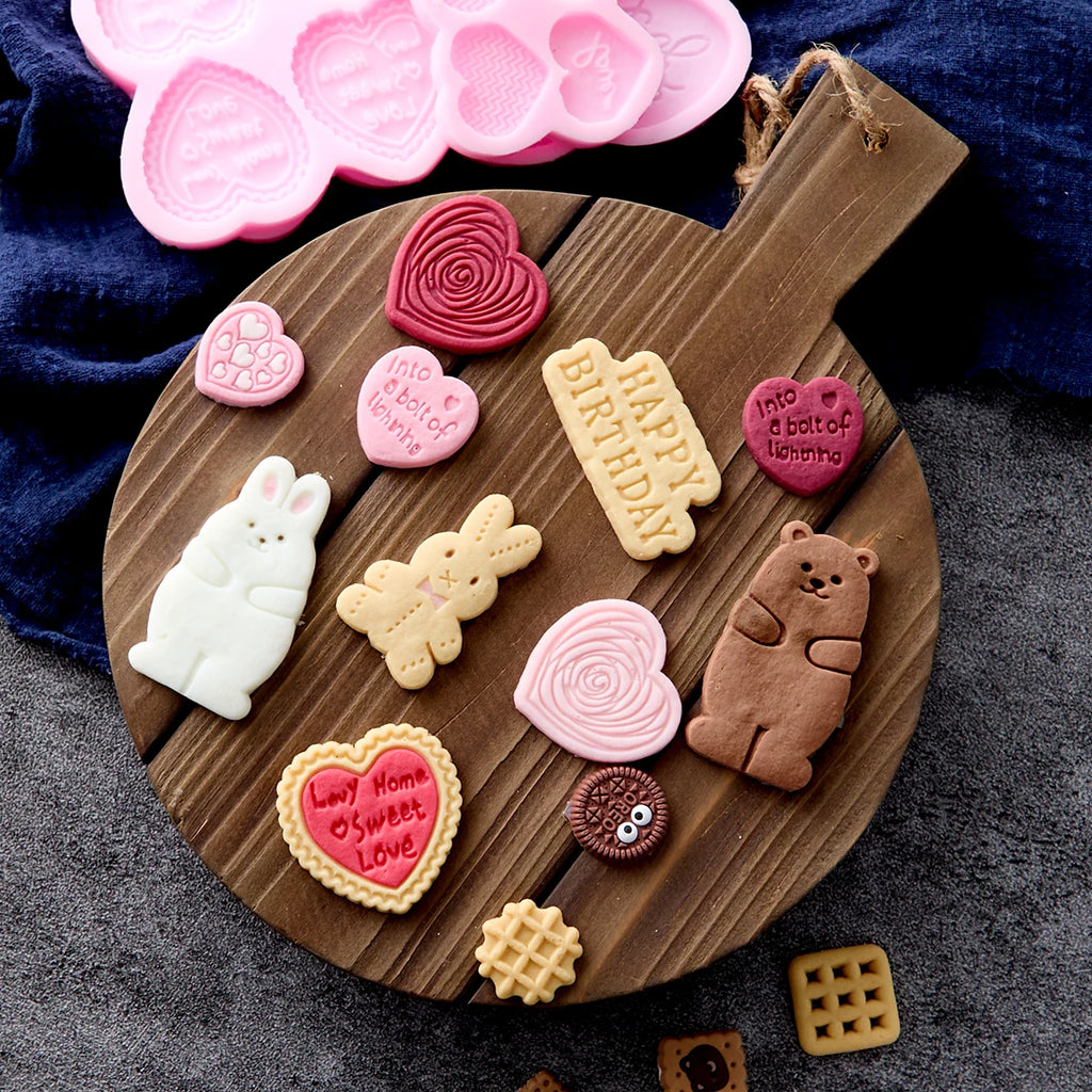 VERIDIAN Waffle Biscuit Silicone Molds Bunny Bear Chocolate Fondant Cake Mold Baking Accessories Cake Decoration Accessories