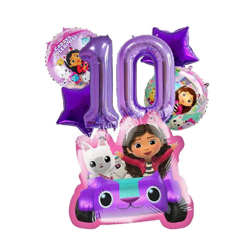 Gabby Dollhouses Birthday Balloons Girls New Anime Digit 1-10 Party Decoration Baby Shower Gender Reveal Ballons Kids Toys Gift