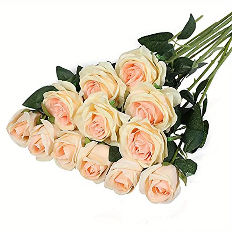 12pcs Realistic Artificial Rose Bouquet for Weddings, Birthdays, and More  for Floral Arrangements and Home Decor
