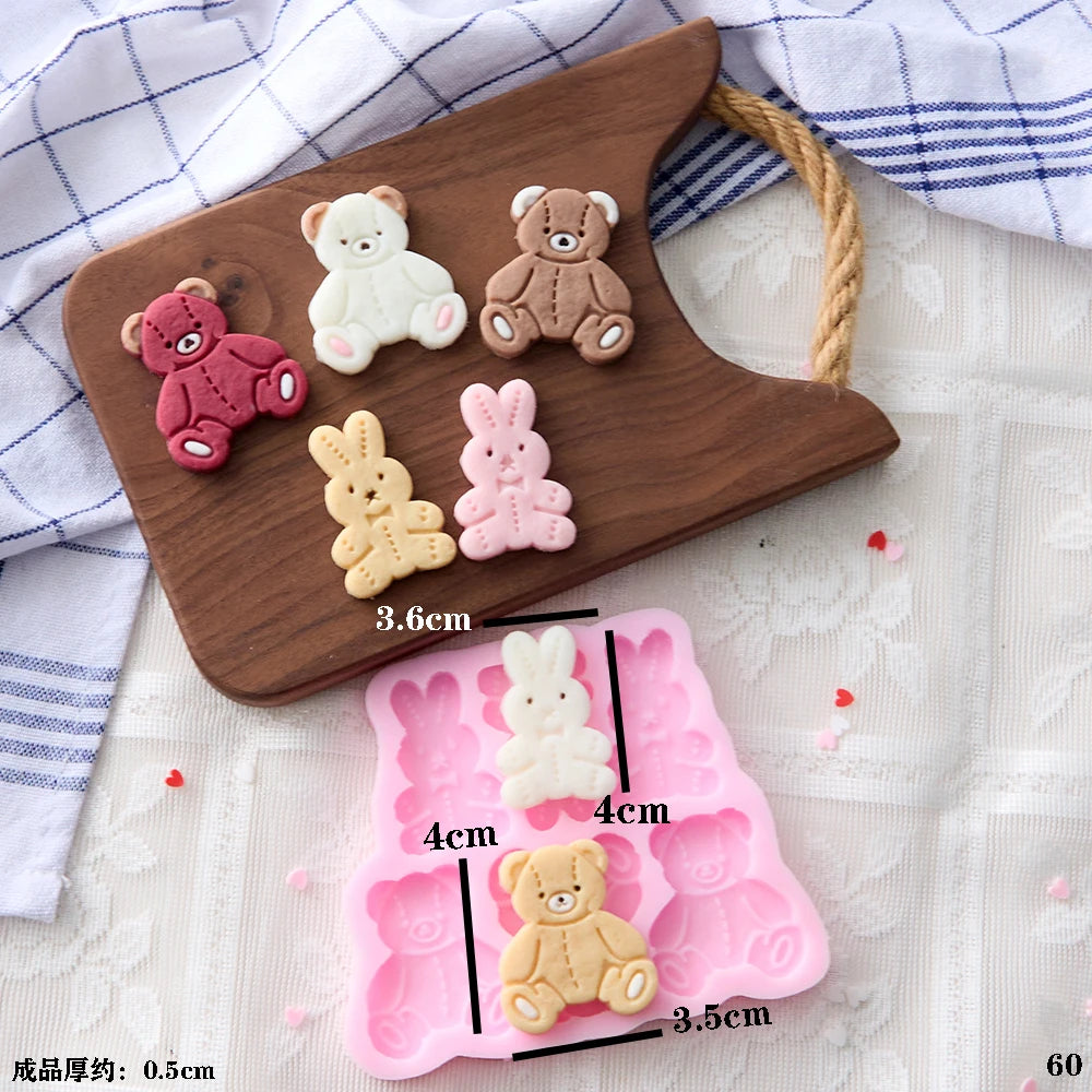 VERIDIAN Waffle Biscuit Silicone Molds Bunny Bear Chocolate Fondant Cake Mold Baking Accessories Cake Decoration Accessories
