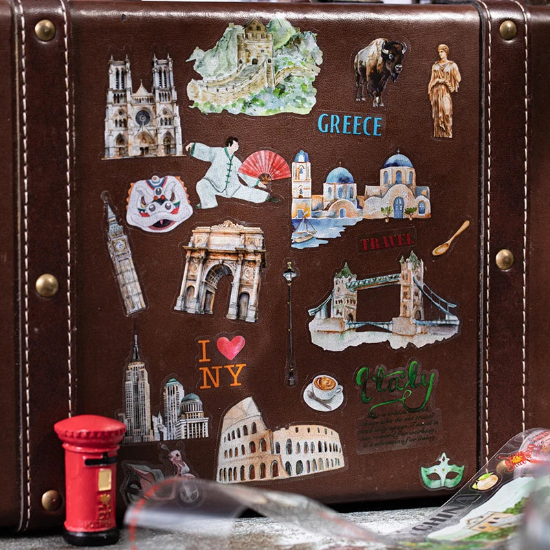 60mm*2m PET Tapes World Travel DIY Scrapbooking Decor Photo Album Collage Junk Journal Materials Aesthetics Stickers