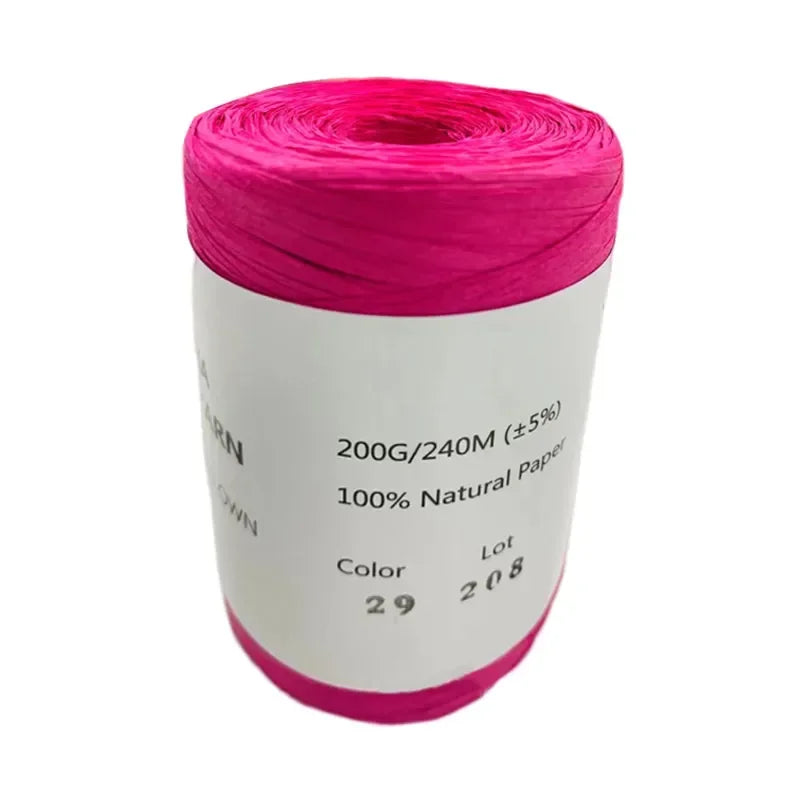 240M Home Decoration Knitting Yarn 100% Natural RAFFIA Paper Yarn Braided Cord Supplies Fiber Paper Rope DIY Summer Bag DIY