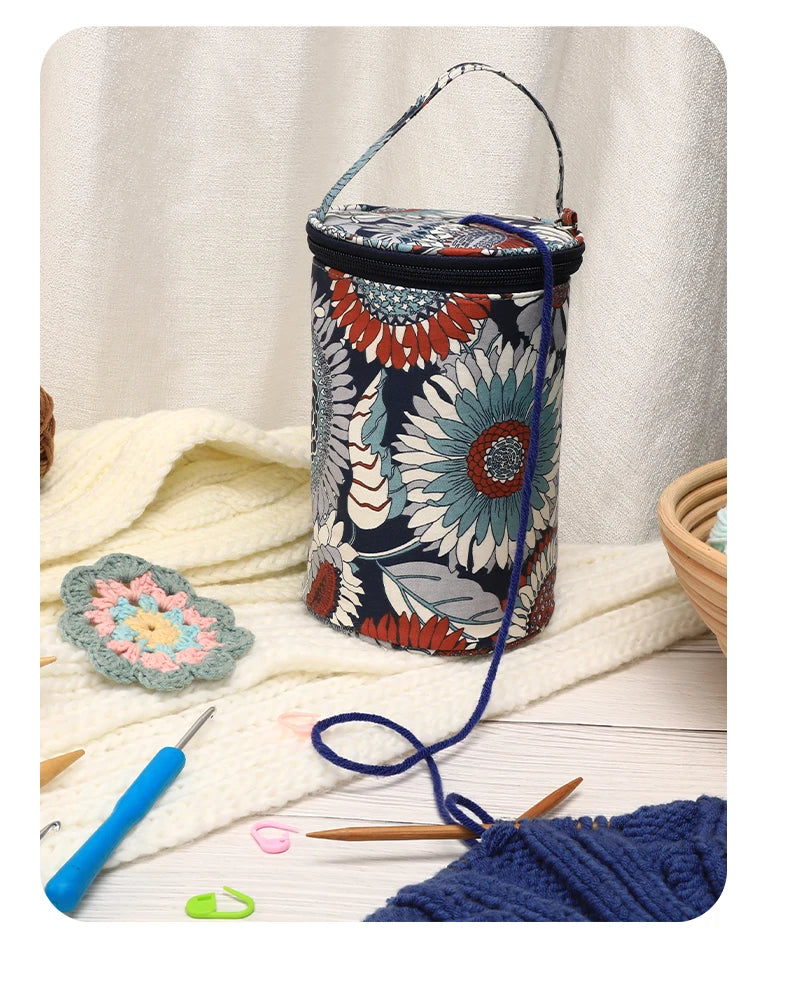 Hot New Small Yarn Storage Bag Empty Flower Knitting Tote Bag Waterproof Crochet Hooks Bag For Sewing Accessories Tools Gift