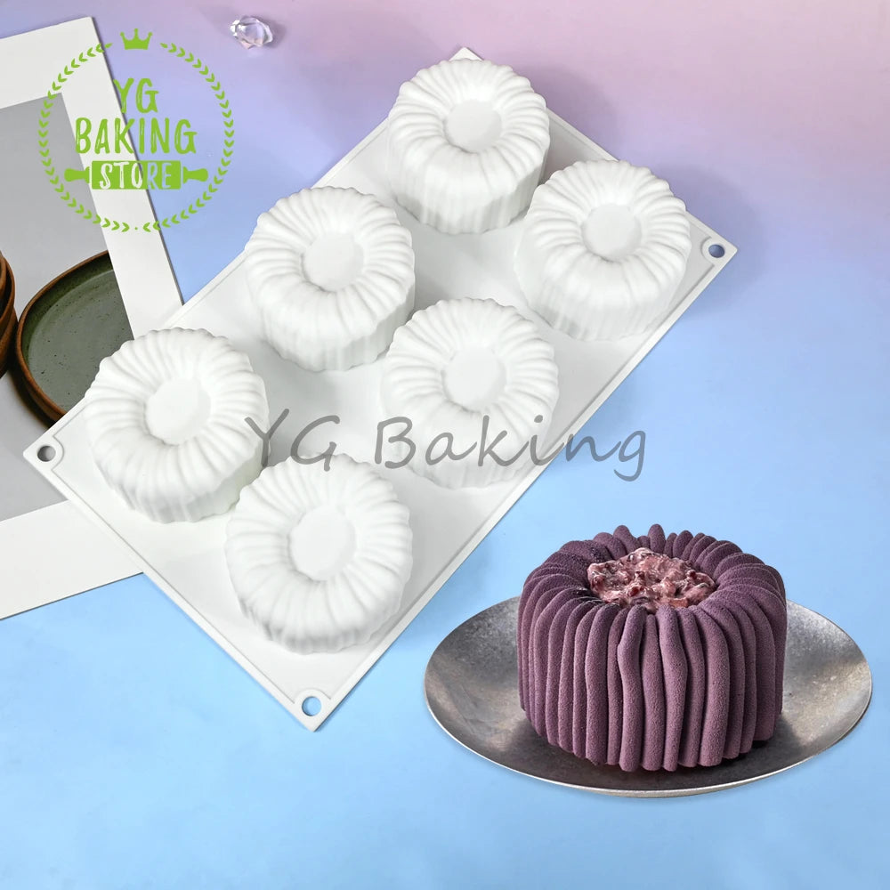 Dorica Striped Round Pudding Silicone Mousse Mold DIY Dessert Chocolate Mould Valentine's Day Cake Decorating Tools Bakeware
