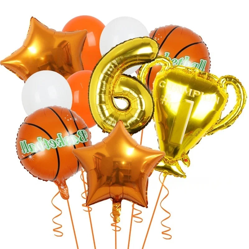 10pcs basketball Balloons Birthday Party Decorations Kids Boy Set Trophy Balloon Sports Air Balls Party Decorations Baby Shower