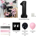 45 Pieces Pink Latex Balloon Black Number Balloon Set  for Girls Pink Butterfly Birthday Party, Anniversary Decoration (0-9)