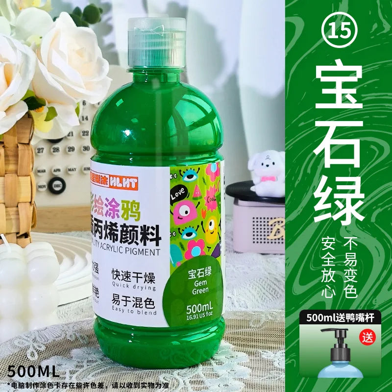 300ml/500ml Acrylic Pigment Macaron Color Long-lasting Color Not Easy To Fade for Stone Canvas Glass Wood Painting Graffiti