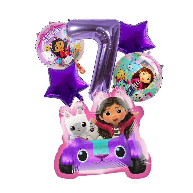 Gabby Dollhouses Birthday Balloons Girls New Anime Digit 1-10 Party Decoration Baby Shower Gender Reveal Ballons Kids Toys Gift