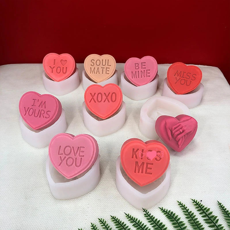 7 Styles 3D Letter Heart-shaped Silicone Candle Mold DIY Love Soap Aromatherapy Gypsum Resin Mould Valentine's Day Gift Arts
