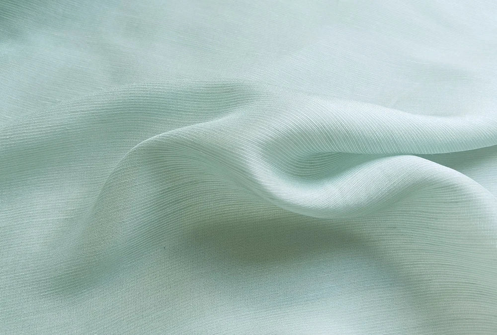 Silk Linen Fabric 54'' Wide By Meter Elegant Cyan Color Slubbed Silk Flax Material Soft Summer