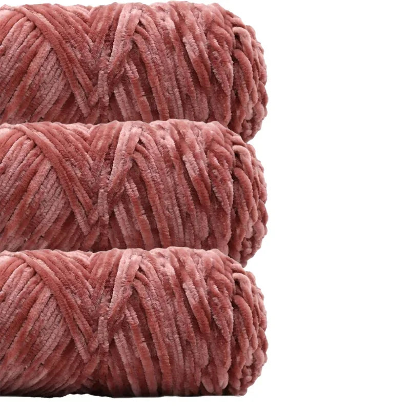 3 Pack Edelweiss DIY Material Pleuche Chenille Yarn Gold Luster Velvet Knitting Woven for Pendant / Sweater 300g 540m
