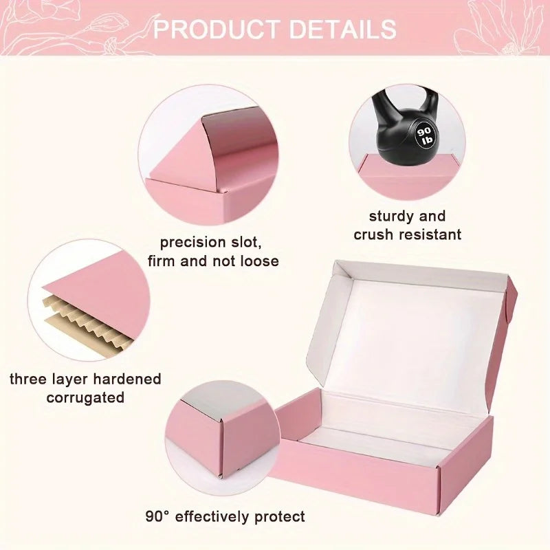 10 Pcs Pink Shipping Boxes Pink Corrugated Cardboard Mailer Boxes Bulk for Packaging Small Business Mailing Gift