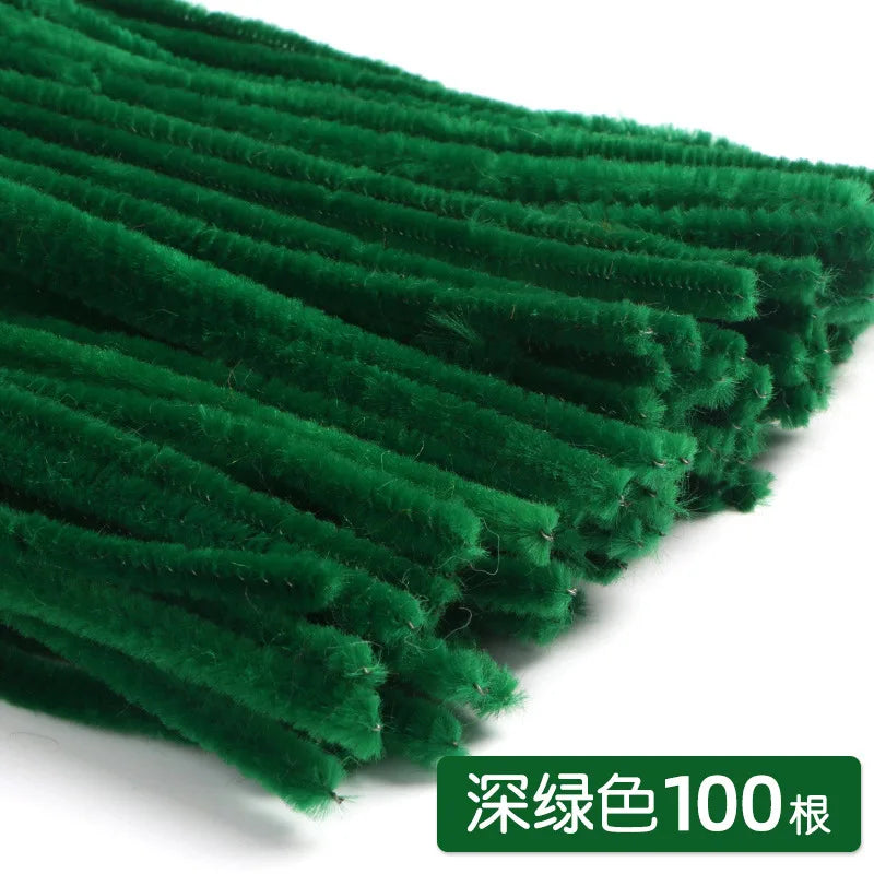 100pcs 30cm Chenille Stems Stick Cleaners Kids Educational Toys Handmade Colorful Chenille Stems Pipe for DIY Craft Supplies