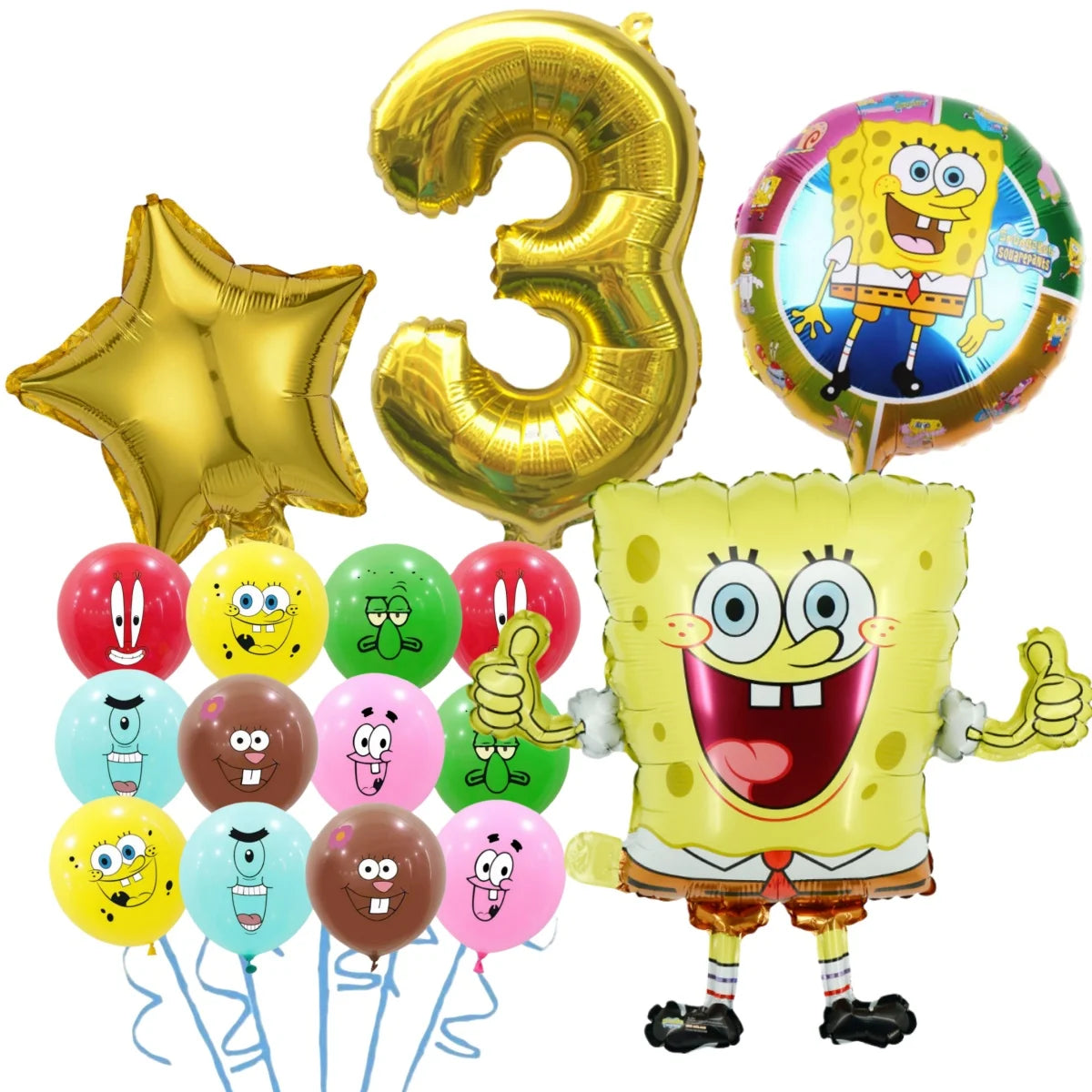 Cartoon SpongeBob Theme Birthday Party Decoration Balloons Digital Balloons Baby Shower Birthday Gifts Party latex Party Balloon