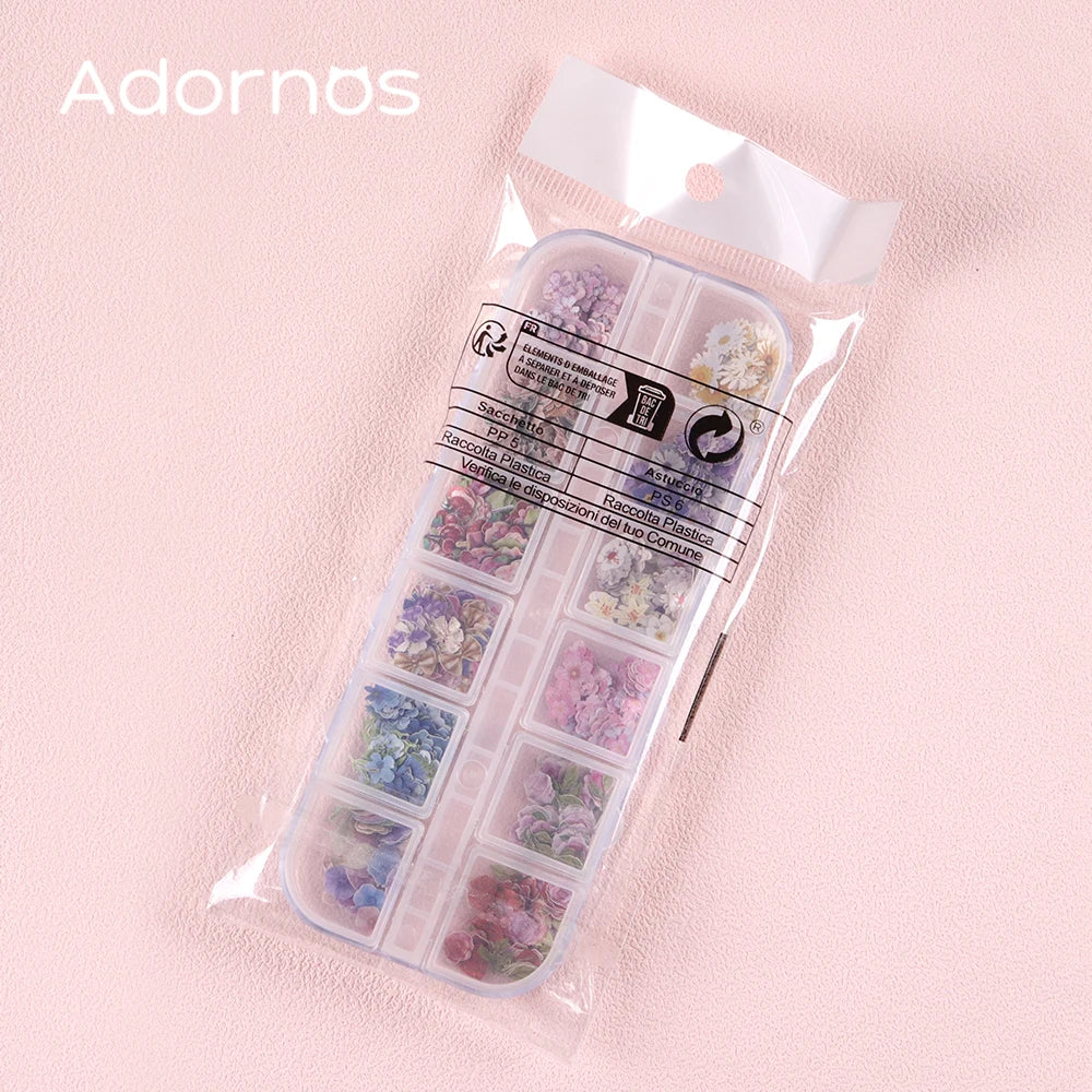 12 Grids Flower Wood Pulp Chips Epoxy Resin Filling Rose Iris Vetiver Flower Butterfly Shape Decorative Paper Flower DIY Crafts