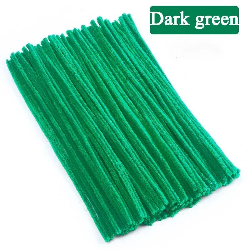 100/200/300PCS Colorful Chenille Stems DIY Wired Twist Stick Hair Strip Kids Handmade Educational Toys