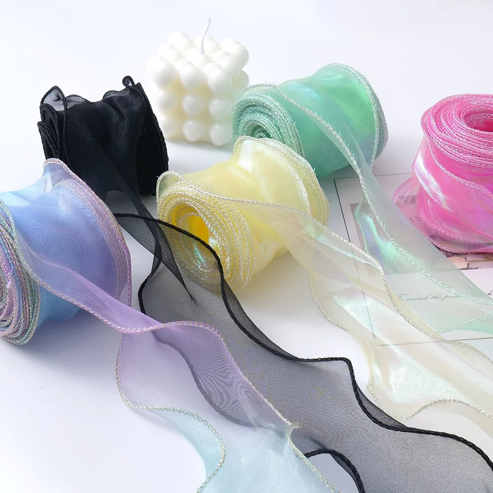 Chiffon Ribbon Organza Satin Lace for For DIY Bows Gift Wrapping Flower Bouquet Hair Accessories Sewing Trim Crafts Materials