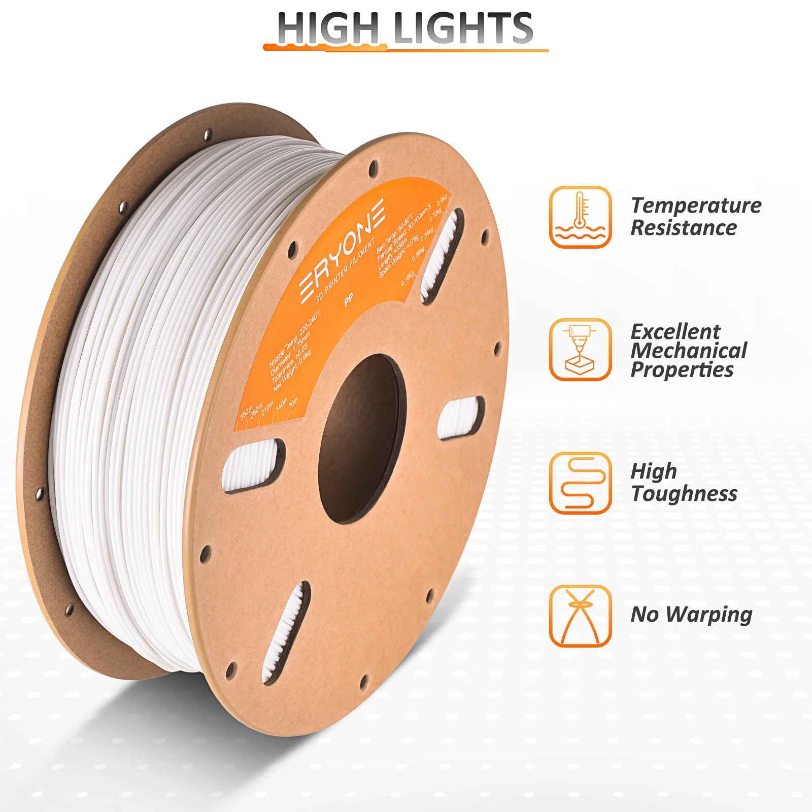 Eryone PP Carbon Fiber 0.7kg/PP 0.9kg Premium Filament 3D FDM Print,Safe Material PP,pp carbon fiber/pp filament
