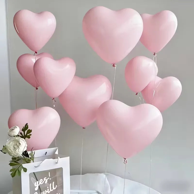 30 pink heart-shaped latex balloons, suitable for Valentine's Day, wedding, festival decoration, indoor and outdoor decoration
