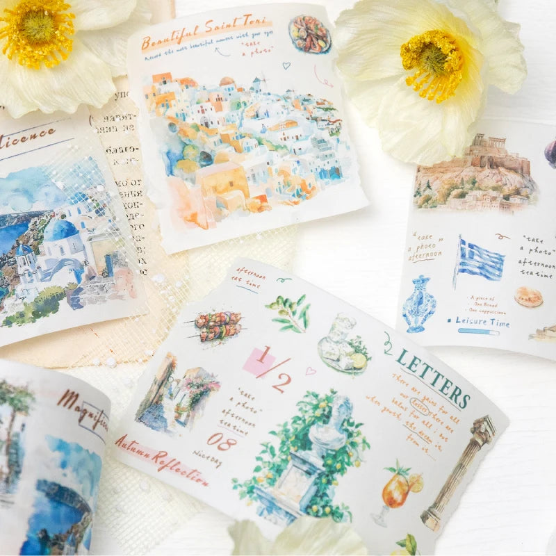 Journal GO 7.5x200cm Decorative Adhesive Washi Tape Romantic Travel Junk Journal DIY Masking Tape Scrapbooking Stickers