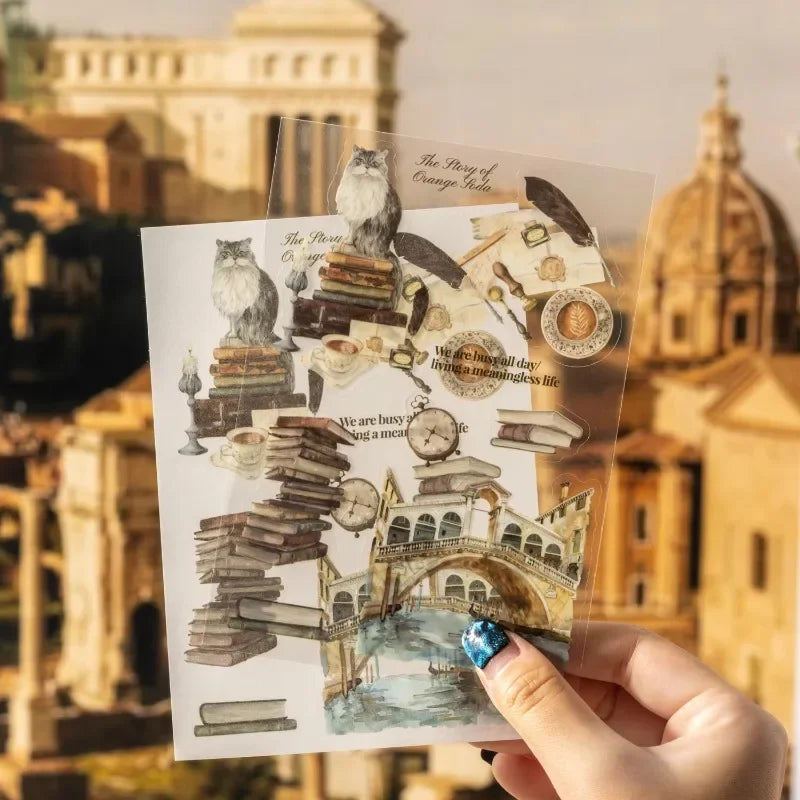 10pcs per Walking in Rome Collection Roman Handbook pack Sticky Notebook Stationery Materials Scrapbook cut 181*119mm