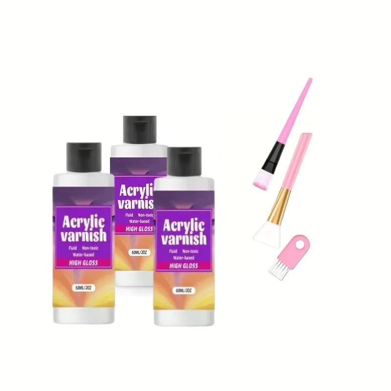 60/120/200ML Acrylic Varnish High Gloss Finish Protective for Paintings Non-Yellowing Waterproof Sealant For DIY Crafts And Art
