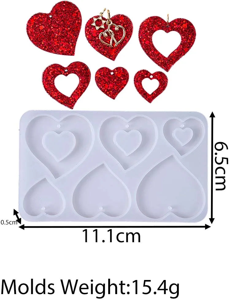 Heart Shape Earring Pendant Silicone Mold DIY Love Series Keychain Epoxy Resin Mold Valentine's Day Jewelry Making Accessories