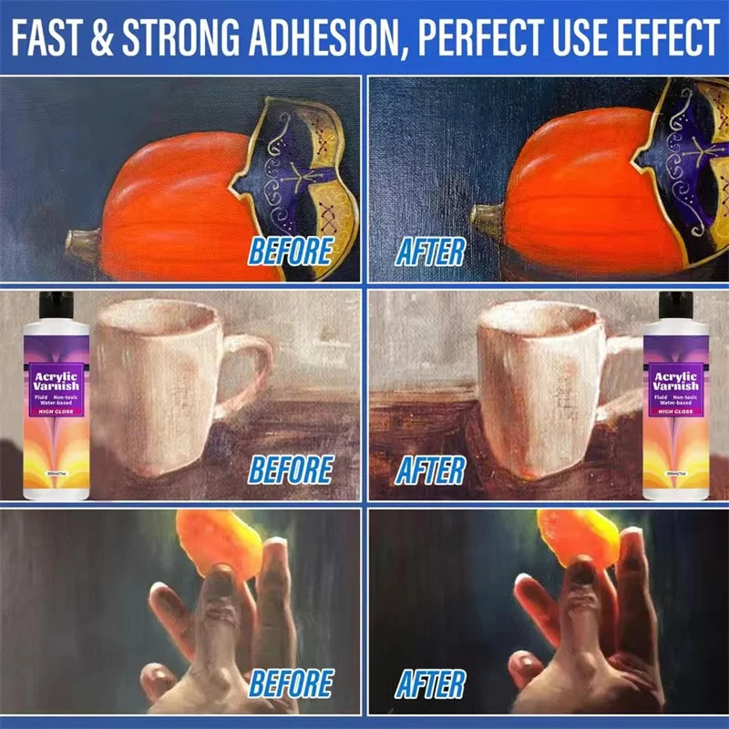 60/120/200ML Acrylic Varnish High Gloss Finish Protective for Paintings Non-Yellowing Waterproof Sealant For DIY Crafts And Art