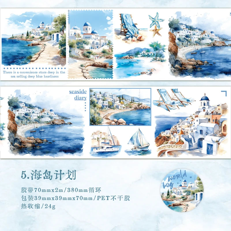 6style 7*200cm Travelling The World Buildings Washi Tape DIY Scrapbooking Collage Junk Journal Sticker Label Masking Tape