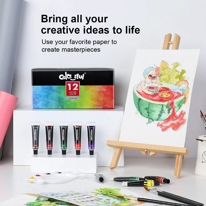 Acrylic Paint,Set of 24 Colors, 12ml/22ml/Tube, Acrylic Paint Set, Paint for Fabric, Rich Pigments for Artists Kids