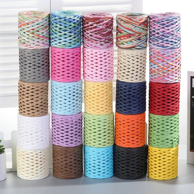 2024 200M Natural Raffia Straw Yarn For Knitting Crocheting Paper Threads DIY Handmade Summer Sunhat Beach Bag Freeshipping