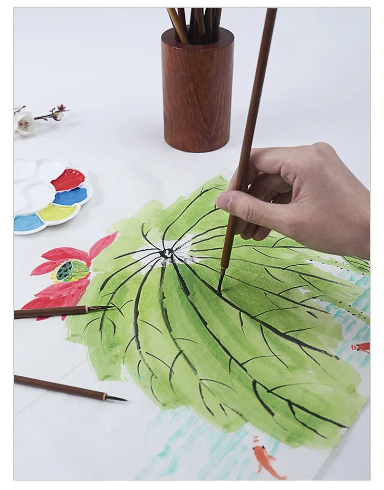 6/9/12/16Pcs Chinese Calligraphy Brushes Set with Roll-up Bamboo Brush Holder Sumi Painting Writing Kanji Art Watercolor Brush