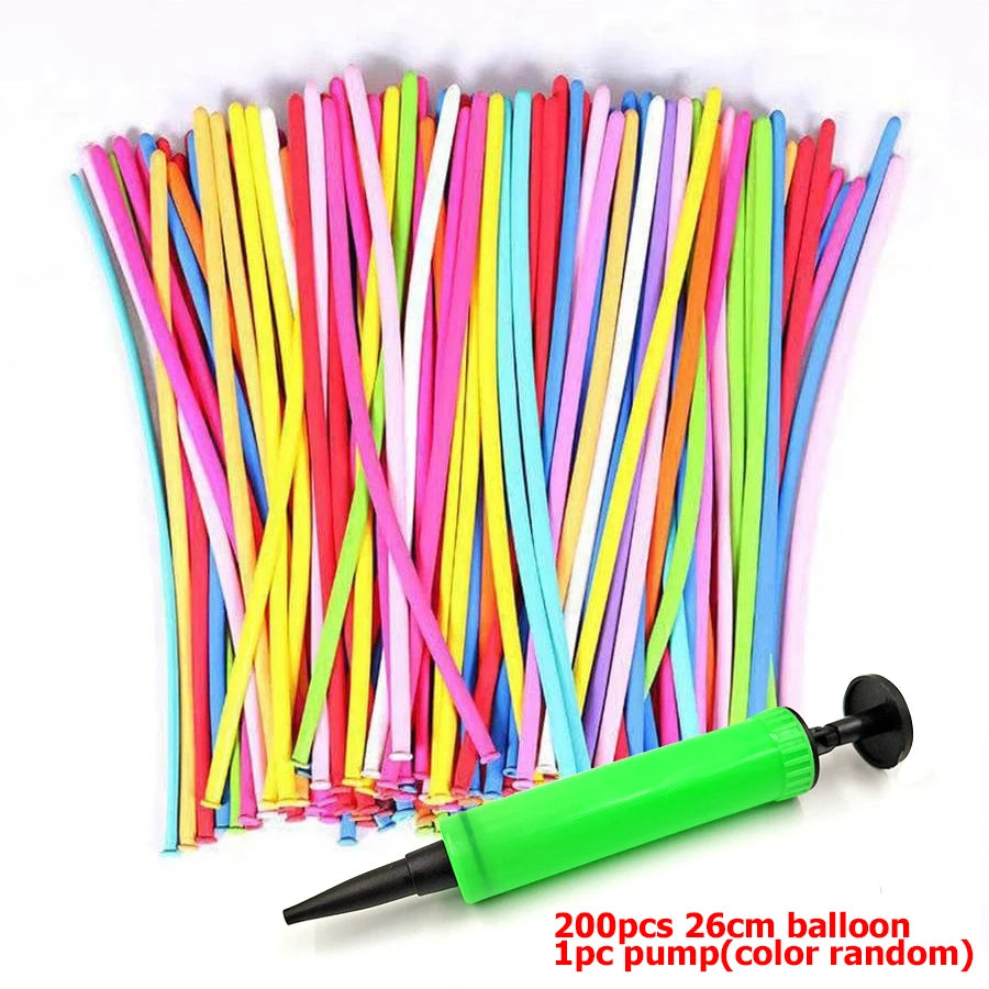 100pcs 26cm Long Stripe Balloon with Pump Birthday Party Decoration Latex balloon Creative Suitable for Birthday Wedding Party