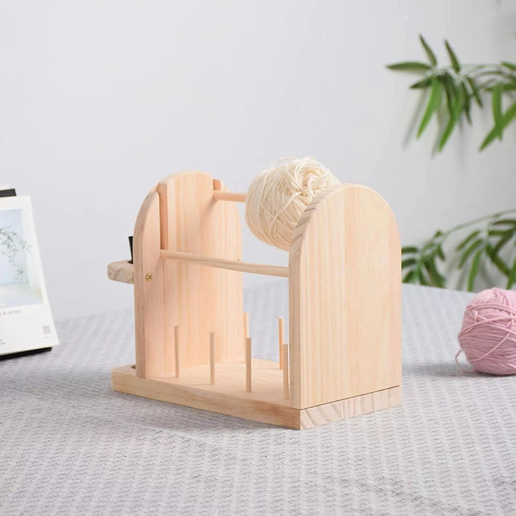 Portable Wooden Yarn Holder, Double Revolving Thread Dispenser Storage Rack for Crocheting and Knitting Supplies