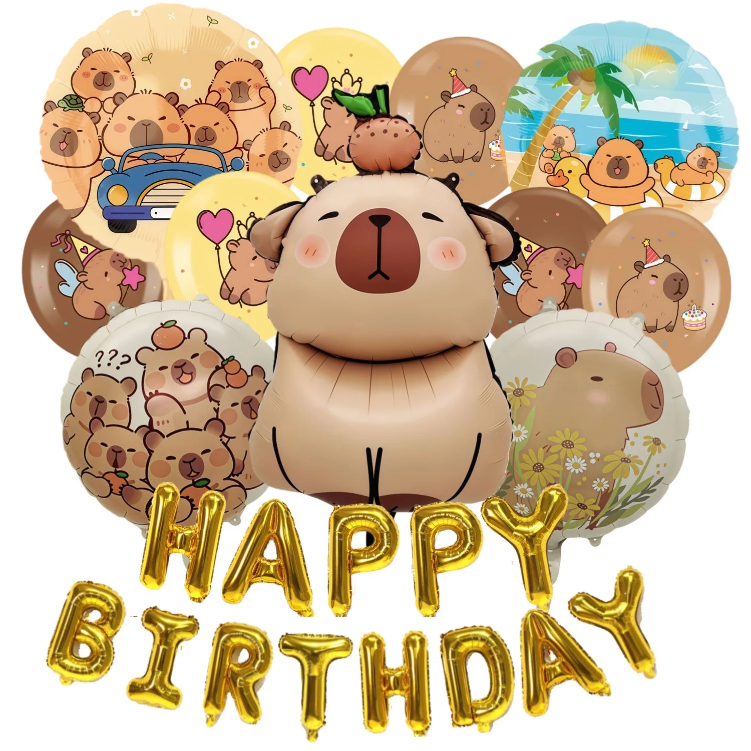 Child Capybara Balloons Capybara Party Decoration Balloons Aluminium Balloon Globos Baby Shower Capybara Party Favors Supplies