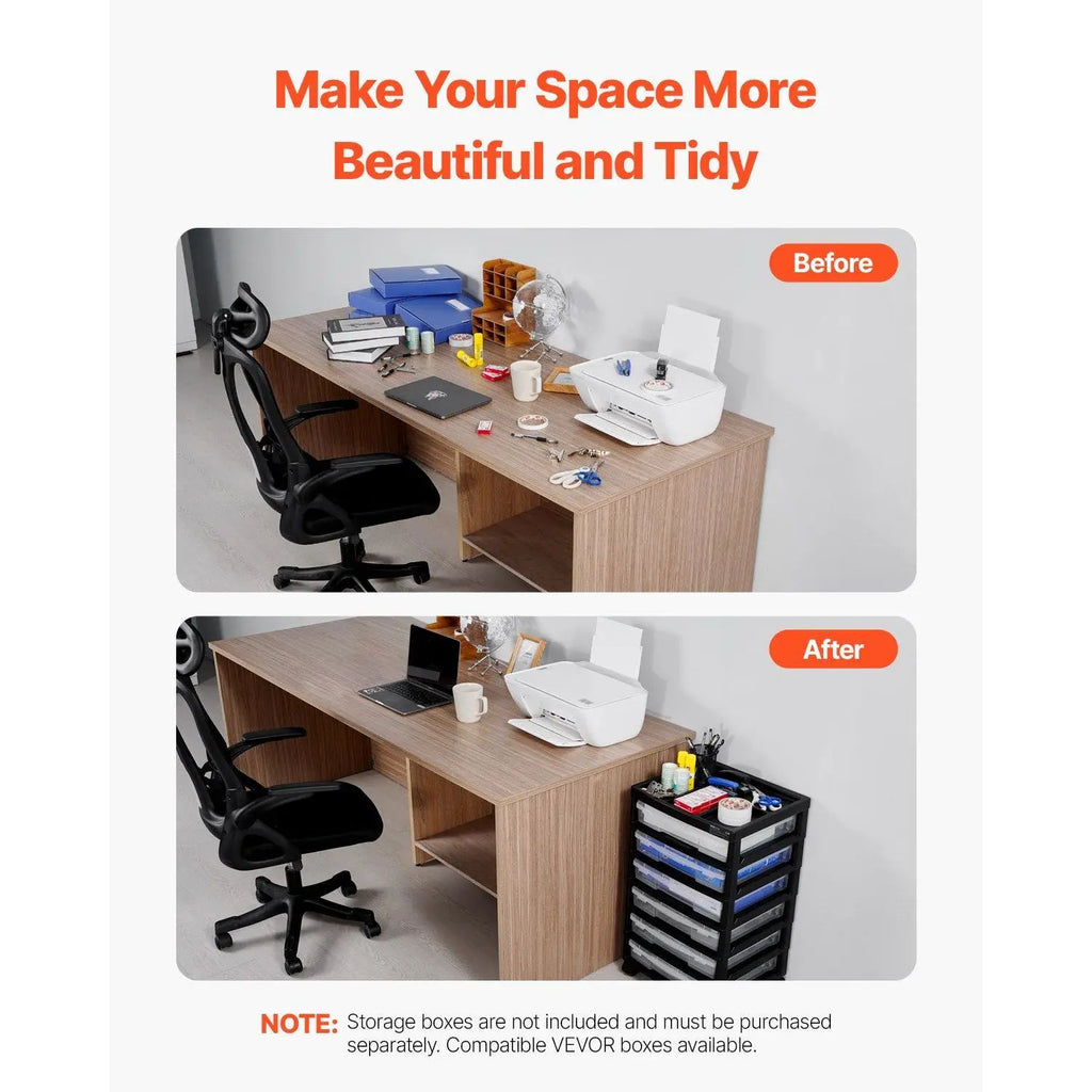 Large Capacity 6-Tier Scrapbook Rolling Storage Cart with Organizer Top Black